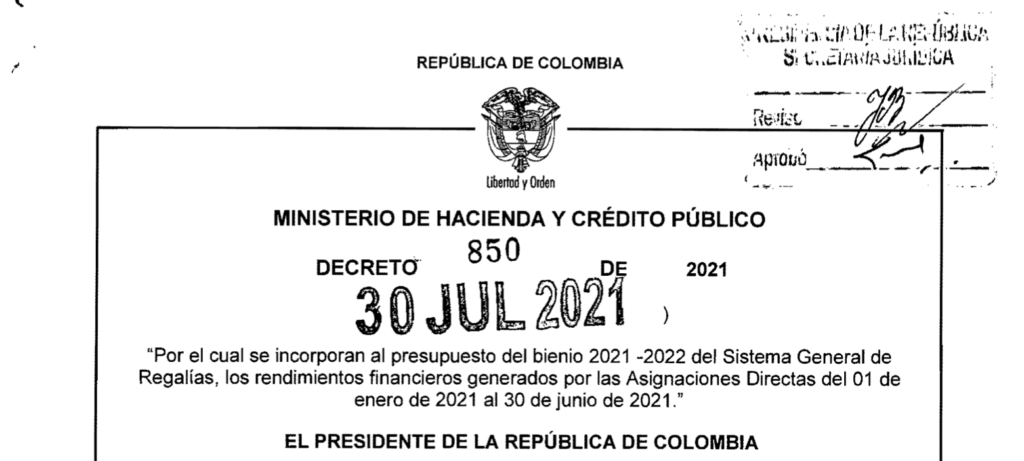 Decreto 859 del 30 de julio de 2021