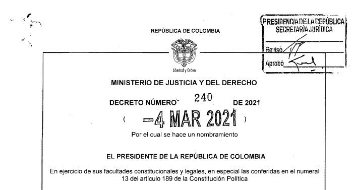 Decreto 240 del 4 de marzo de 2021