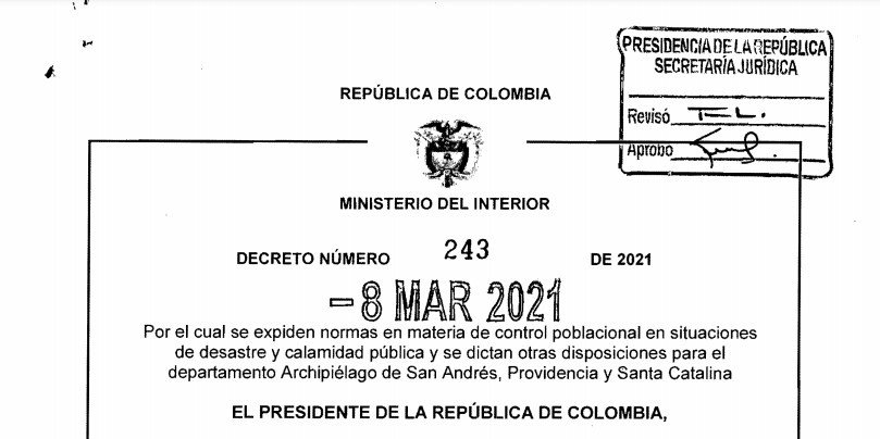Decreto 243 del 8 de marzo de 2021