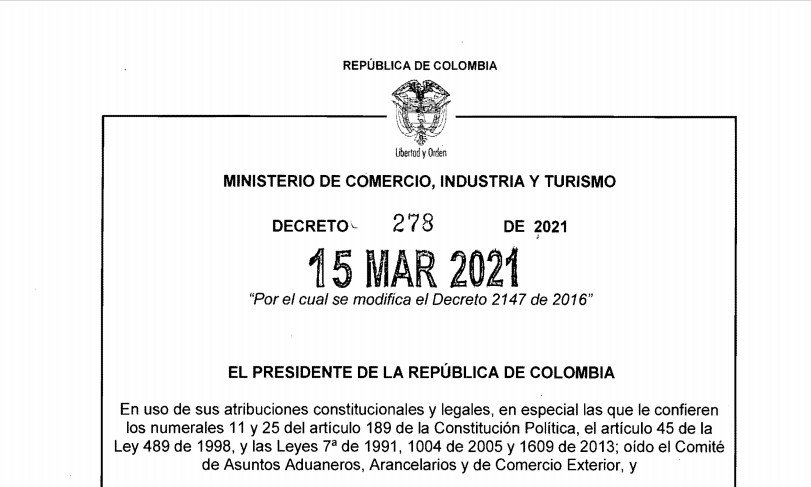 Decreto 278 del 15 de marzo de 2021