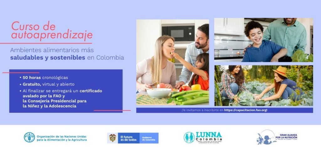 Inscríbase al curso virtual gratuito: Ambientes Alimentarios más saludables y sostenibles en Colombia