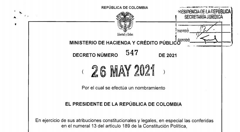 Decreto 547 del 26 de mayo de 2021