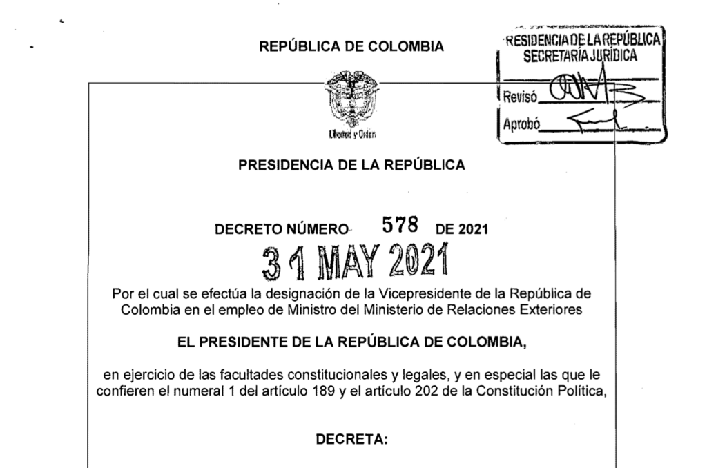 Decreto 578 del 31 de mayo de 2021