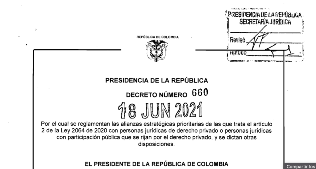 Decreto 660 del 18 de junio de 2021
