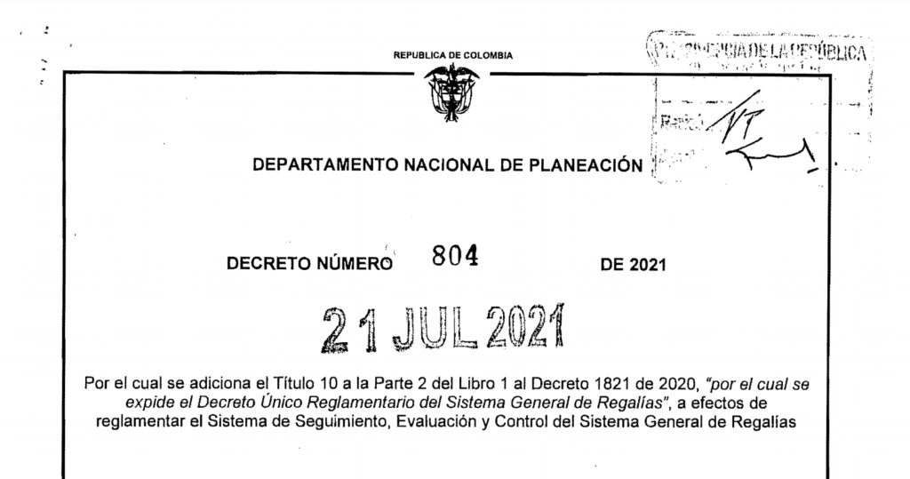 Decreto 804 del 21 de julio de 2021
