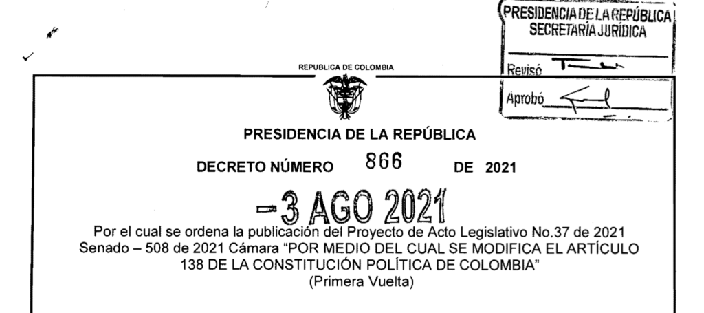 Decreto 866 del 3 de agosto de 2021