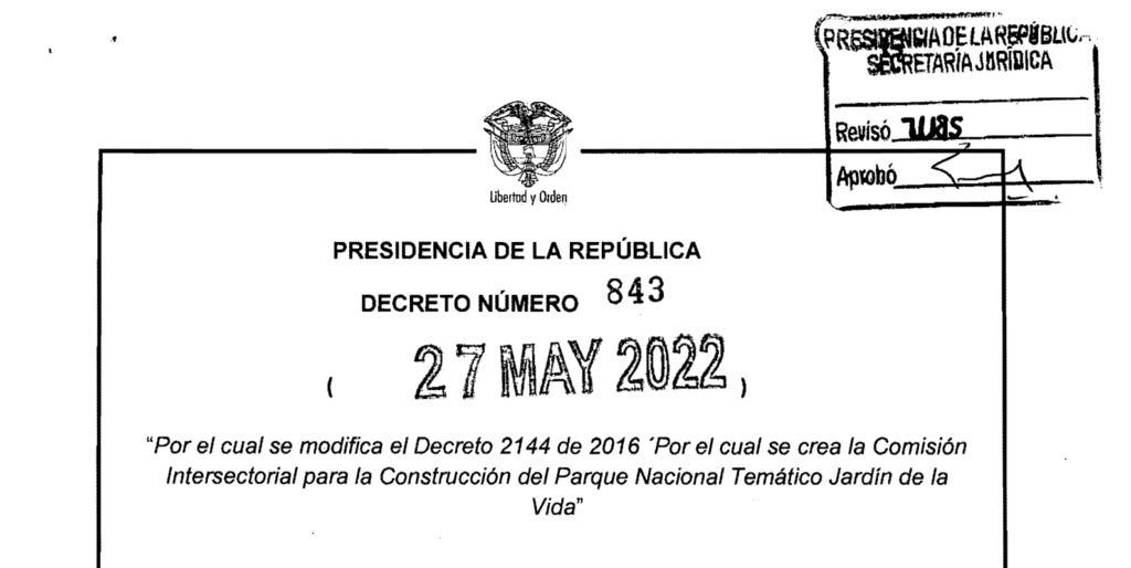 DECRETO 843 DEL 27 DE MAYO DE 2022